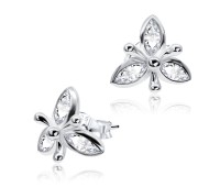 CZ Leaves Shaped Silver Stud Earring STS-3278